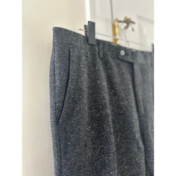 Paisley & Gray Grey Herringbone Tweed Wool Blend Slim Fit Trousers 36/30 - Picture 3 of 8
